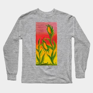 2 Sunflowers in the sunset Painting Long Sleeve T-Shirt